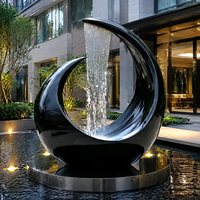 Meilleures ventes : Cascade d'eau sculpturale de luxe en acier inoxydable avec miroir et LED, rideau d'eau pour jardin, parc, hôtel, place publique, cour, taille personnalisée