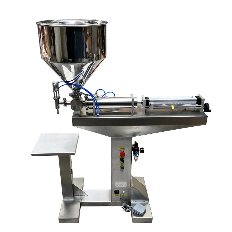 Máquina neumática de llenado de pasta de un solo cabezal con marco vertical, máquina de llenado de salsa de champú de miel crema