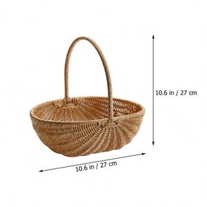 Cestino per il pane 15 pollici per bambini vuoto regalo da Golf ovale grande Rattan cotone corda con tavolo e coperchio in fibra Hotel Picnic Play - Product Image 6