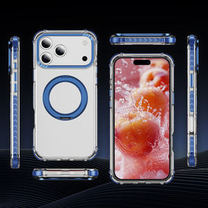 2025 nouveau design antichoc hautement transparent Tpu avec support d'engrenage magnétique anti-jaune Pc pour étui de téléphone portable IP17 Pro Max - Product Image 6