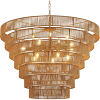 Luminaire suspendu en corde tressée multi-couches fait main pour salon, salle à manger, décoration bohème, lustre de luxe pour salon
