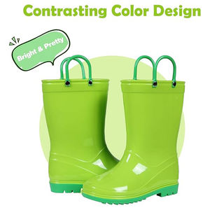 أحذية مطر ملونة للأطفال الصغار، أحذية مطاطية مقاومة للماء للأولاد والبنات، سهلة الارتداء بمقابض سهلة السحب، أحذية خارجية - Product Image 4