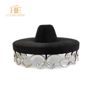 New French Design Round Luxury Black Velvet Waiting <strong>Sofa</strong> Leisure <strong>Sofa</strong> Chairs Sets <strong>Funky</strong> Furniture for Villa - Product Image 3