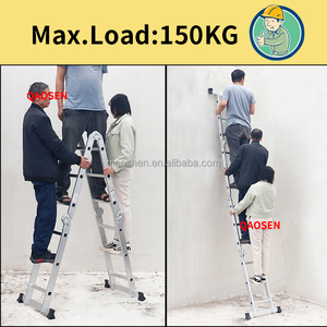บันไดอลูมิเนียม QAOSEN แบบยืดหดได้ 4x3 ขั้น 12 ขั้น รับน้ำหนักได้ 150 กก. พับได้อเนกประสงค์ สำหรับงานก่อสร้างกลางแจ้ง มาตรฐาน EN131 - Product Image 5