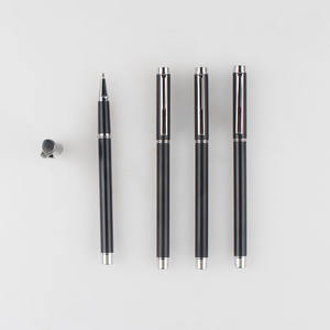 Bolígrafo de Gel Metálico Negro Delgado Promocional para Hotel con Logotipo Personalizado Grabado con Láser para Publicidad en Material de Oficina - Product Image 1