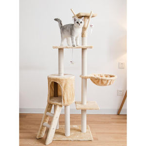 Structure d'escalade pour <span class=keywords><strong>chat</strong></span> en sisal intégrée, couleur unie <span class=keywords><strong>simple</strong></span>, avec panier et jouet pour animaux de compagnie - Product Image 1