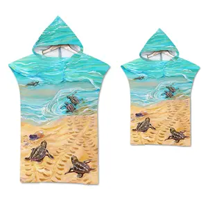 Пляжное полотенце-пончо из микрофибры с капюшоном