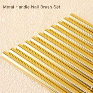 Pinceaux à ongles professionnels de salon avec logo personnalisé, manche en métal doré de qualité supérieure, pour liner, gel français et peinture ombrée - Product Image 4