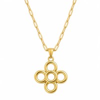 Perhiasan Lapis Emas 18K Siap Kirim Grosir, Kalung Liontin Bunga Lapis Emas 18K Tahan Air untuk Wanita