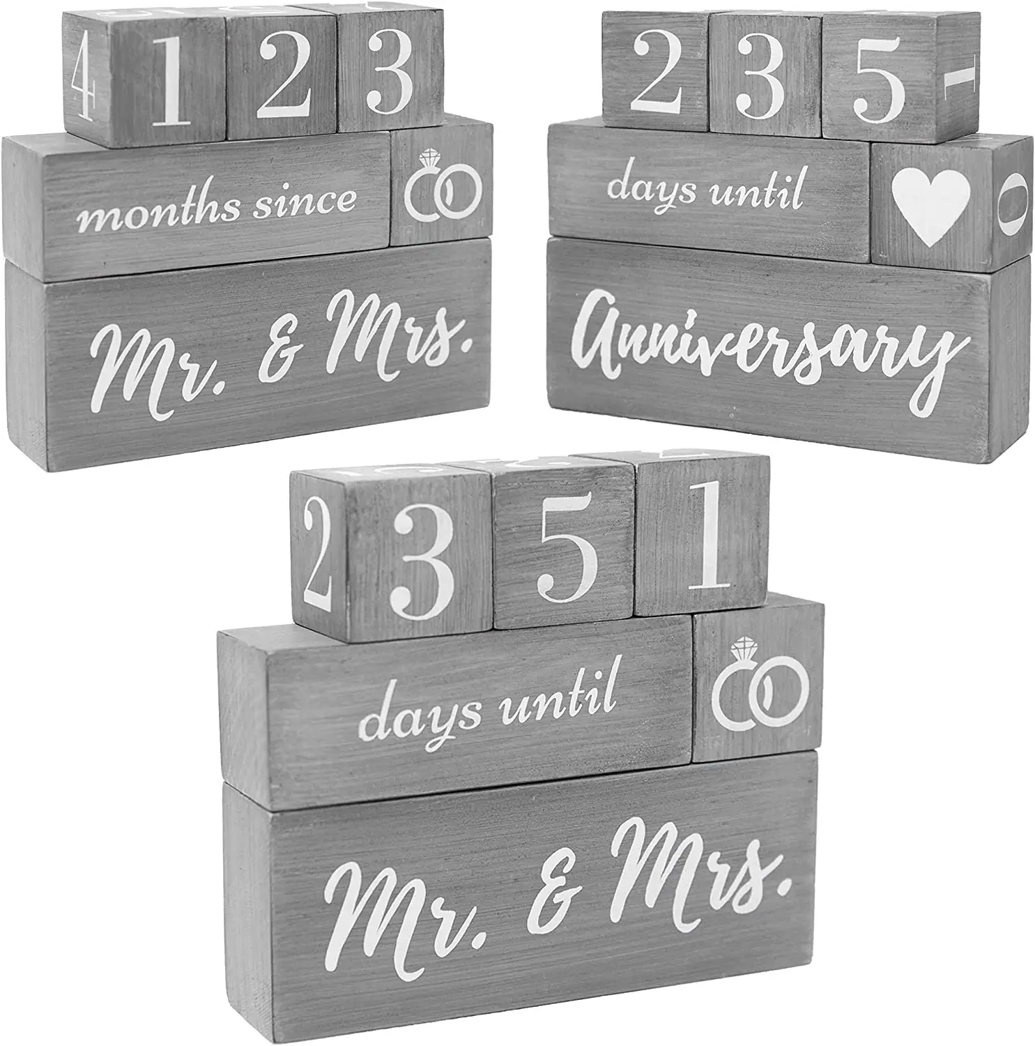 Bauernhaus Hochzeit Countdown Kalender Block Verlobung geschenke für Paare Reversible Text block für Hochzeit Ehe