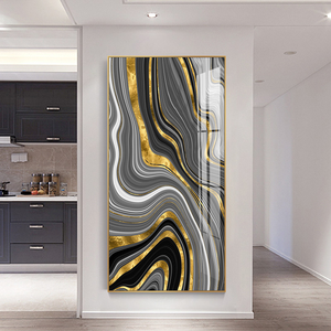 Hotel porche decoración verde azulado oro turquesa lujo pared arte cristal porcelana pintura moderna grande pared arte abstracto pintura - Product Image 3