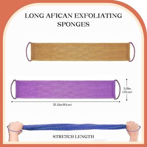 African Net Sponge with Handles Long Exfoliating Bath Sponge Washcloth for <strong>Back</strong> <strong>Scrubbing</strong> - Product Image 2
