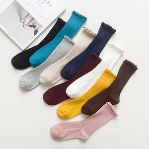 Bonypony – <span class=keywords><strong>chaussettes</strong></span> longues et amples pour femmes, couleur unique colorée, Style côtelé, en coton, à volants - Product Image 2