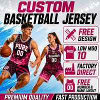 Maillot de basketball personnalisé avec ruban rose pour la sensibilisation au cancer du sein, uniforme d'équipe sublimé, faible MOQ, directement de l'usine, livraison rapide