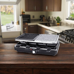 Grill <span class=keywords><strong>Raclette</strong></span> 1400W pour <span class=keywords><strong>8</strong></span> <span class=keywords><strong>personnes</strong></span>, grill de table électrique, plaque de cuisson réversible antiadhésive, sans fumée, avec <span class=keywords><strong>8</strong></span> mini poêles à <span class=keywords><strong>raclette</strong></span> - Product Image 1