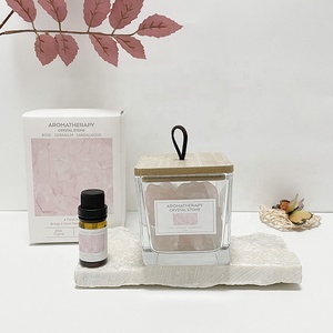 Olio essenziale all'ingrosso deodorante per ambienti di cristallo di pietra diffusore di aromaterapia pietre e cristalli per la casa In vaso di vetro quadrato - Product Image 3