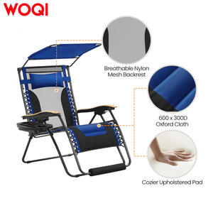 Silla Reclinable Plegable Ajustable WOQI de 45x36x29.5 Pulgadas con Toldo, Portavasos y Bandeja, Azul, Muebles para Acampar al Aire Libre - Product Image 2