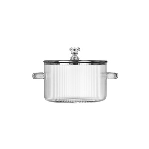 Casserole en verre borosilicate transparent de 1,5 L avec couvercle compatible induction au design moderne pour la cuisine à domicile - Product Image 1