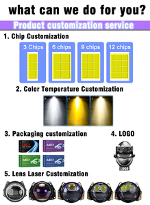Lámpara de Proyector Antiniebla Bi-LED de Alta Potencia de 3 Pulgadas, 90W, 3000k, 4300k, 6000k, H4 para VW Polo Accord X5, Faros Delanteros, Lente Láser, Tres Colores - Product Image 4
