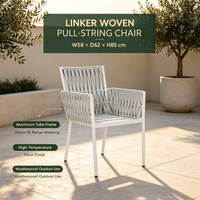 Chaise de salle à manger en aluminium tressé pour l'extérieur, fauteuil de patio résistant aux intempéries pour jardin, cour, balcon, café