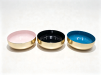 Plateau rond en fer avec bord doré bleu/rose/noir, finition thermolaquée, pour la décoration de la maison, organiseur de cosmétiques et de collations