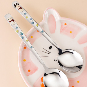 ช้อนกลมลายกวางการ์ตูน 304 SS ช้อนด้ามยาว ช้อนดื่ม ช้อนครัวเรือนเกาหลี - Product Image 4