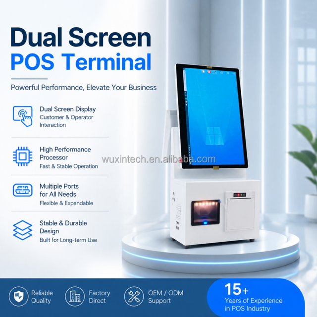 Restaurant Touch Screens Windows/Android Pos System Cash Register 15''dual Screen Android Pos System White Customer Display Oem