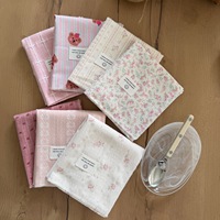 Set de table carré en coton rose à motif floral de dessin animé, tapis de table gaufré jacquard décoratif pour la salle à manger à la maison