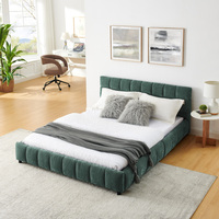 Lit plateforme capitonné en chenille taille Queen avec grands tiroirs de rangement, lit moderne surélevé pour chambre principale