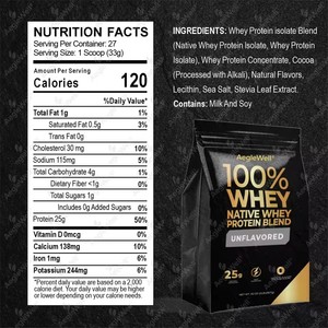 AegleWell Marque Privée 100% Protéine de Lactosérum Naturelle en Poudre Non Aromatisée, Protéine Hydrolysée en Poudre 2 lb, 25 g de Mélange de Protéines - Product Image 2