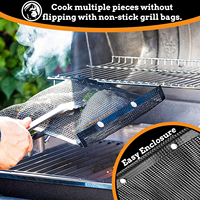 Sac en maille réutilisable antiadhésif en fibre de verre de qualité alimentaire pour barbecue en plein air, maison, jardin, camping-barbecue, accessoires
