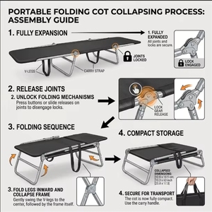 Lit de camp pliable léger et portable pour adultes, pour le camping en plein air - Product Image 2
