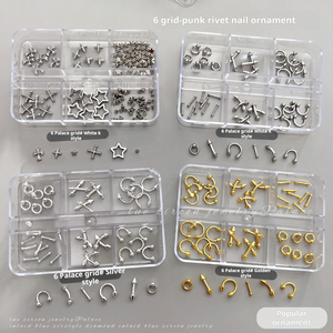 Breloques clous d'oreille cœur punk en métal, style crochet, bijoux 3D pour ongles, pour nail art portable - Product Image 4