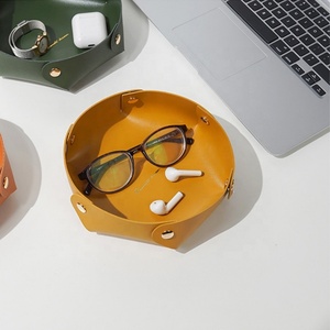 Detachable PU Leather <b>Storage</b> Tray Foldable Coin Candy Organizer for Home Hotel or Travel Key Coin Jewelry <b>Storage</b> Tray - Product Image 6