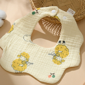 ผ้าเช็ดน้ำลายผ้าฝ้ายมัสลินแบบ100% มีกระดุมปิดแบบใช้แล้วทิ้งพิมพ์ลาย OEM สำหรับฟันงอกป้อนอาหารเด็ก - Product Image 5