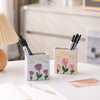 Boîte de rangement rectangulaire en céramique faite à la main avec un design multifonctionnel, porte-stylos créatif pour bureau et organisateur moderne pour la maison et le bureau