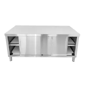 Industrial Kitchen Stainless Steel Worktable Cabinet With Sliding Door Stainless Steel Kitchen Pantry Cabinet