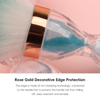 Brosse à cheveux et à ongles multifonctionnelle en nylon, design sablier en cristal transparent, manche à facettes, virole or rose, avec boîte