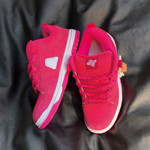 Hot Pink Streetwear Woman Sneakers Breathable Mesh Skate Shoes with Chunky <b>Rope</b> Laces Women Vate Pink Mesh <b>Thick</b> Sole Platform - Product Image 2