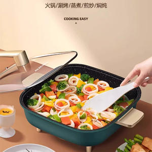 Sartén eléctrica cuadrada AUX antiadherente multifuncional verde con tapa para cocinar en casa - Product Image 2