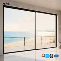 Portes coulissantes en verre à cadre en aluminium de conception minimaliste AMJ, portes patio panoramiques à profil étroit NFRC pour cour