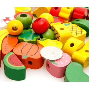 Jouets éducatifs Montessori en bois, jeux de perles, fruits, hérisson, pour enfants, jeux de laçage et d'enfilage, pièces - Product Image 2