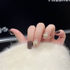 <span class=keywords><strong>Uñas</strong></span> Postizas Acrílicas <span class=keywords><strong>de</strong></span> Alta Calidad Hechas a Mano con Cuentas <span class=keywords><strong>de</strong></span> Vidrio Caramelizadas, Brillo, <span class=keywords><strong>Relieve</strong></span> 3D y Puntas Cortas, Venta al Por Mayor - Product Image 2