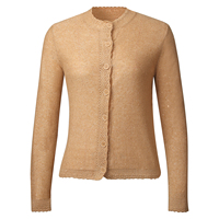 Cardigan en tricot de soie à sequins pour femme, antistatique, bord festonné, boutonné devant, manches longues, pull de luxe pour femme