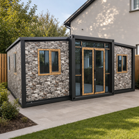 Maison préfabriquée extensible de 20 pieds avec modules latéraux pliables, cabine de bureau portable pour sites de travail à distance et équipes sur le terrain