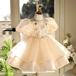 Butik yaz şampanya tül prenses kızlar kabarık elbiseler çocuklar düğün giyim kız parti balo elbisesi 1-12 yıl - Product Image 6