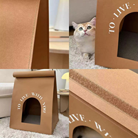 Lit pour chat en carton kraft, pliable, durable, de style classique moderne, carré, à nettoyer à sec uniquement, pour l'intérieur