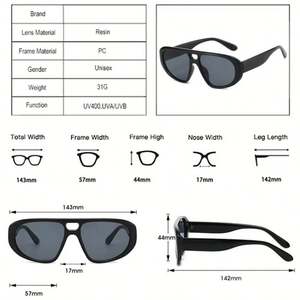 Lunettes de soleil rétro à double pont avec logo personnalisé, tendance 2025, UV400, style pilote punk, unisexe - Product Image 6