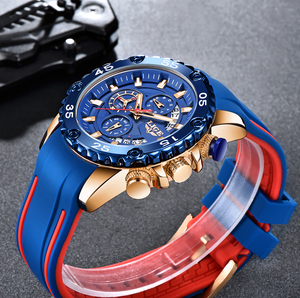 Montre chronographe LIGE LG10027 pour homme, analogique à quartz, grand cadran, bracelet en silicone, montres de luxe pour homme, étanche, 3 aiguilles, Relojes Para Hombre - Product Image 5