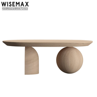 WISEMAX FURNITURE Meubles de salon modernes Canapés Table basse en bois massif de forme ovale avec pieds en forme de boule Table basse pour le café et le thé